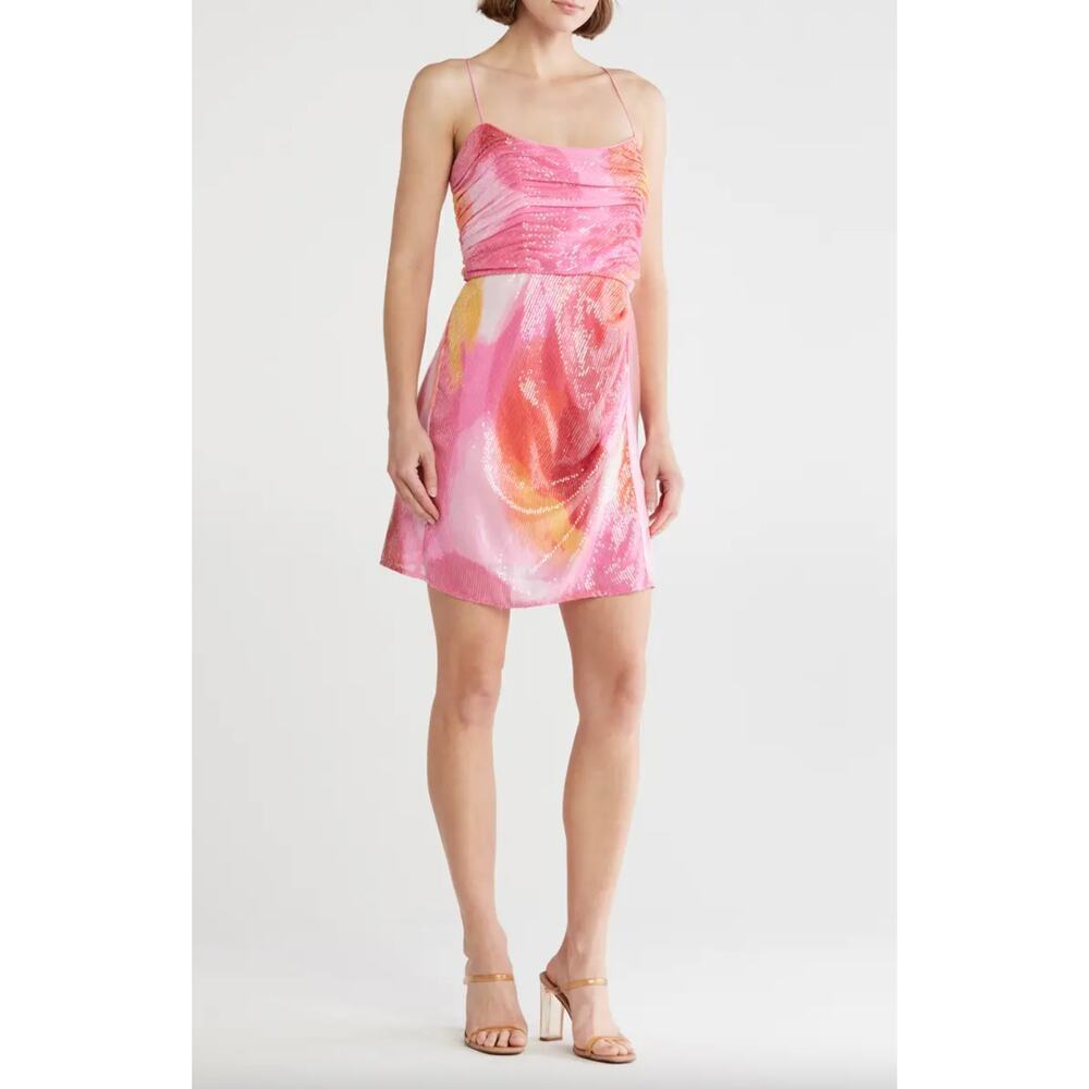 NWT Hutch Pink Luxe Spaghetti Strap Sequin Mini Party Dress • Size 4 ⬇️